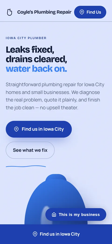 Coyle's Plumbing on a phone