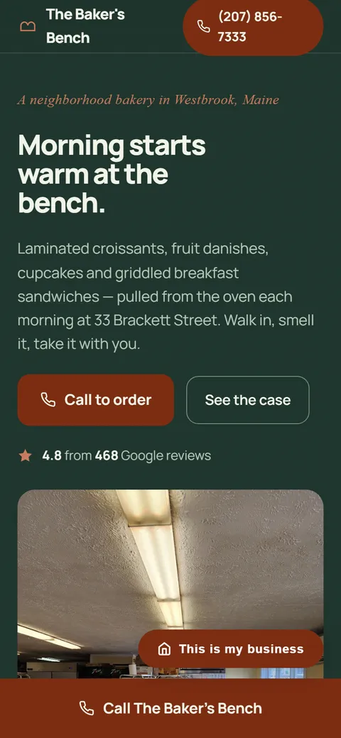 The Baker's Bench on a phone
